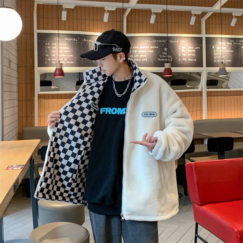 得物羊羔毛立领加棉两面穿毛巾绣情侣外套棉衣面包服,男装棉衣,星座301D-4(原星座1004-4）
