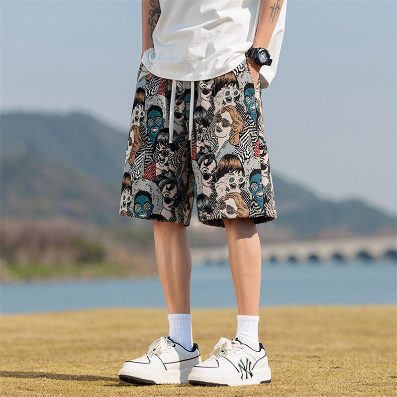 夏季新款大码休闲裤男潮刺绣花短裤五分裤子217-2-K203-特P35，男装牛仔裤，星座217-2