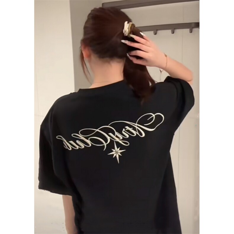 潮牌北极星刺绣美式高街t恤男女秋2026新款宽松小众情侣上衣,男装T恤,四季星座505
