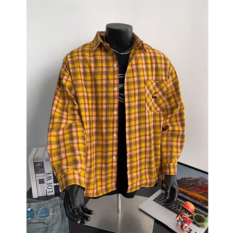 黄色格子衬衫外套男xh108-特50，男装衬衫，电商B367