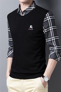 BN20C755钱塘2020-2中年男士衬衣假两件毛衣男商务休闲男装P90图片