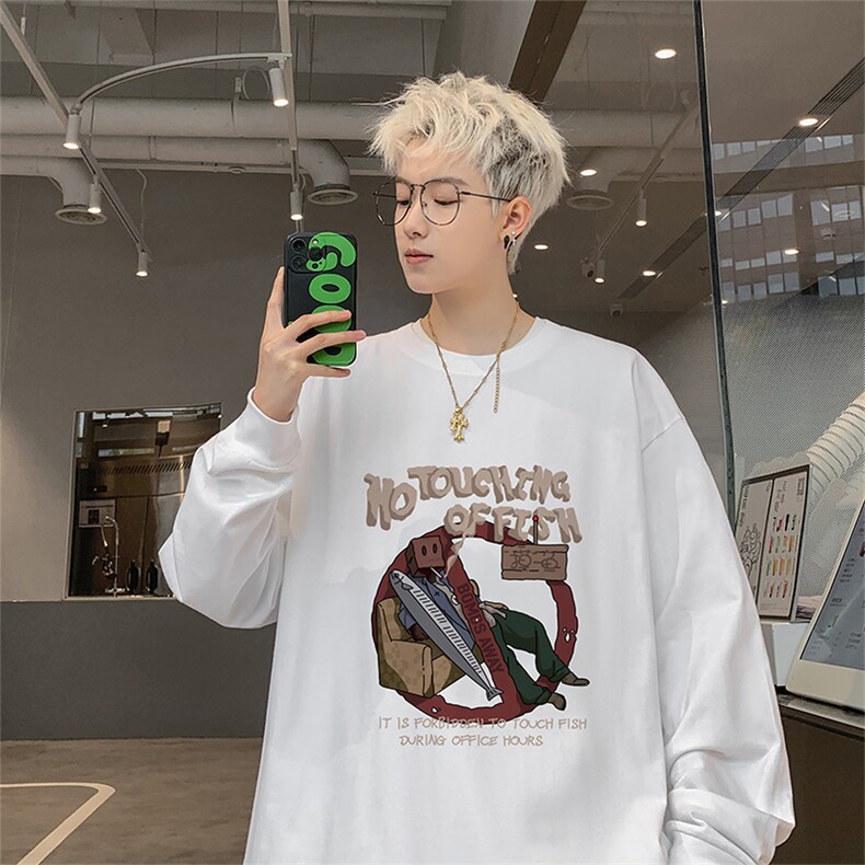 已注册港风纯棉260克高街抖音直播得物品质长袖T恤打底衫T4209P28，男装T恤，电商C408-1(原B339-1)