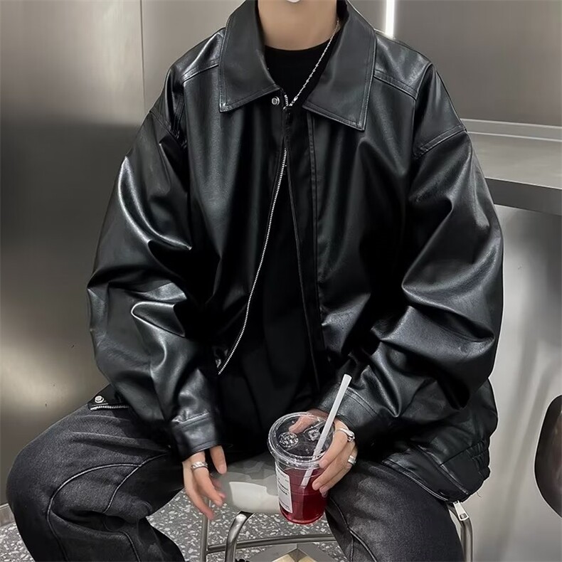 皮衣外套男秋季美式潮牌痞帅机车皮夹克CJ60P65,男装夹克,星座1116-2