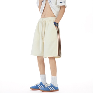 抖音得物高品质二开 重磅华棉 夏季三条杠织带短裤休闲运动五分裤图片