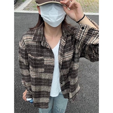 400G磨毛秋冬新款格纹翻领衬衫加厚磨毛格子外套CS316-P45，男装衬衫，星座301C-5