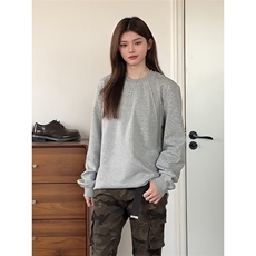 抖音得物品质26春装美式高街曼巴棉螺纹拼接卫衣圆领长袖T恤YT164，男装T恤，电商A486