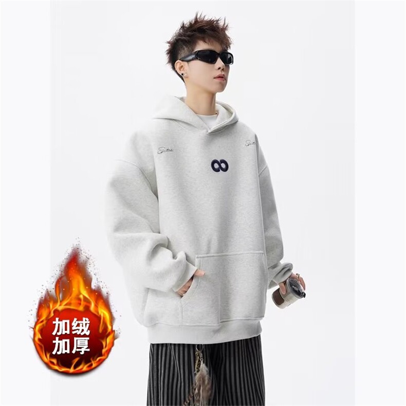 【004】字母刺绣加绒加厚圆领卫衣男宽松休闲上衣A079-W4401-P44,男装卫衣,电商A079