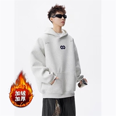 【004】字母刺绣加绒加厚圆领卫衣男宽松休闲上衣A079-W4401-P44，男装卫衣，电商A079