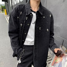 秋装设计感轻奢重工粗纺胸针夹克外套男炸街痞帅，男装夹克，星座716-3