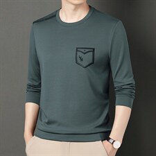 2023年春秋季新款中年男士圆领长袖薄款上衣时尚潮流印花上衣，男装卫衣，电商B212（原钱塘6029）