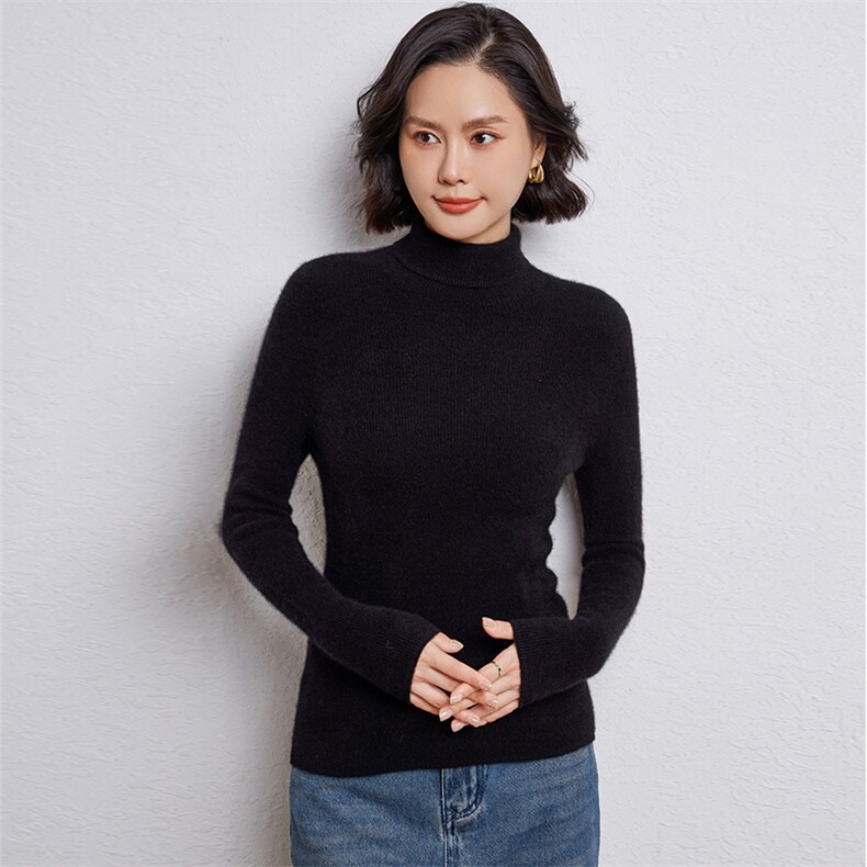 优雅女士高领羊毛衫羊毛显瘦百搭保暖针织衫,女装羊毛衫,温伦斯特羊绒