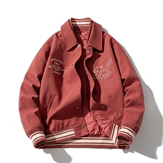 现货三色字母PU皮棒球服外套秋冬棉服带帽可拆卸，男装棉衣，电商A105