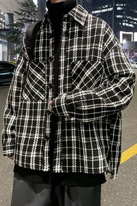 2021夹克男港风秋冬新款千鸟格呢料长袖外套男 A071-C22-P68图片
