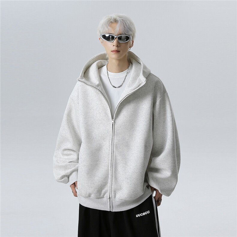 美式重磅连帽开衫卫衣男女宽松设计拉链帽衫春秋外套JK708-P78，女装短外套，电商C307