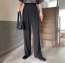 2022秋季新款直筒高腰宽松显瘦西装裤，女装休闲裤，L·H·X