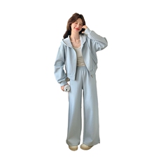 【现货】蓝色时尚休闲蕾丝连帽卫衣裤子套装女606-P180-K288，女装套装/套裙，2C126