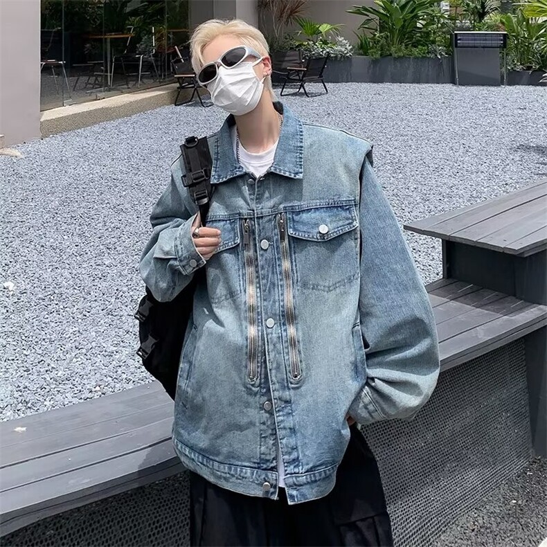 美式水洗牛仔夹克男女ins潮牌小众垫肩设计百搭外套JN14,男装夹克,星座1116A-1（原606A）