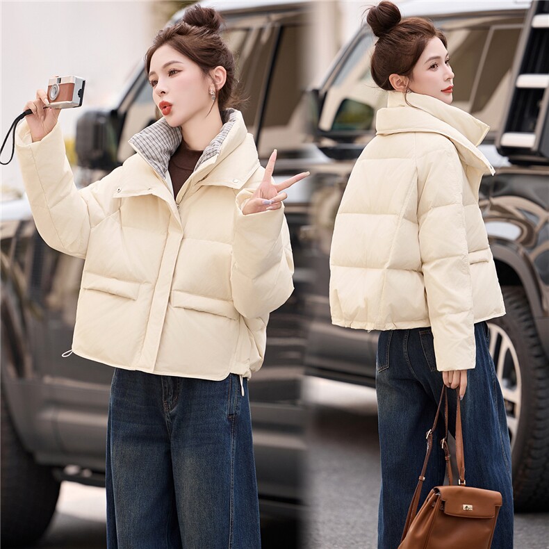 时尚短款羽绒服女2025冬季新款高级感立领保暖90白鸭绒外套,女装羽绒服,姿衣坊