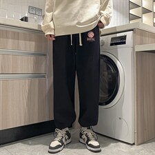 华夫格运动裤男大码抽绳休闲裤卫裤HK78237-P35加绒款P45，男装休闲裤，电商A040
