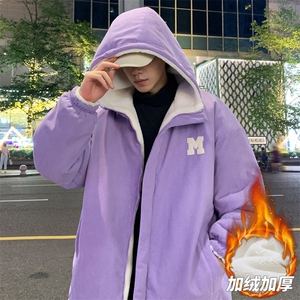 灯芯绒两面穿棉服男女羊羔毛棉衣外套冬季加厚棉袄M0811-P120图片
