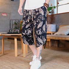 风男士冰丝宽松七分裤潮风休闲沙滩裤短裤XZ310B-3-D08-P33，男装牛仔裤，星座310B-3