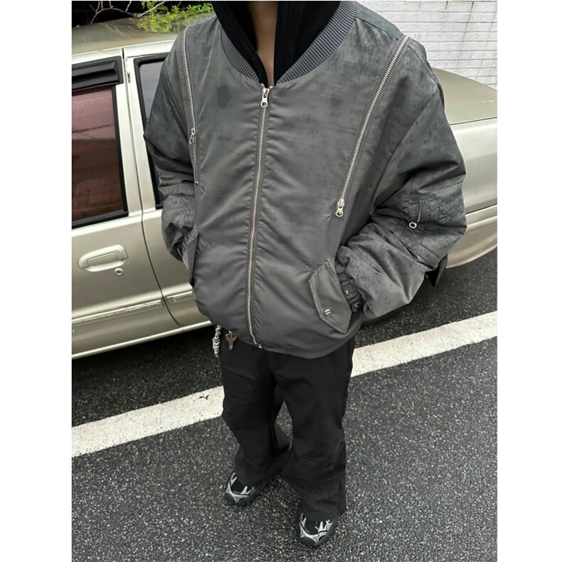 现货 高质量 拉链设计棉服棉衣夹棉图片