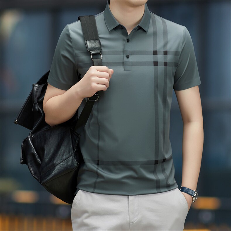 保罗男士短袖T恤翻领半袖薄款2023夏季新款中年商务休闲polo衫男,男装Polo衫,电商B212（原钱塘6029）