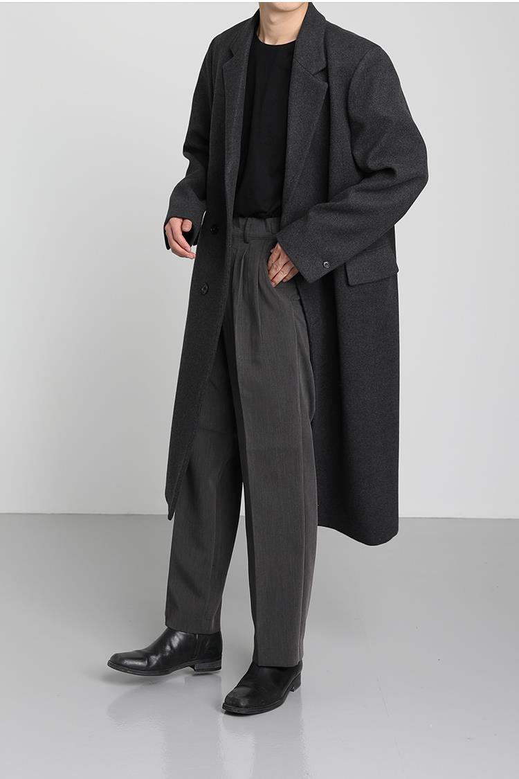 A430-24027P128冬季新款韩版男士过膝毛呢大衣休闲长款呢料外套,男装毛呢大衣,电商A430（原星座702）