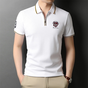 爸爸夏装短袖t恤男士翻领纯棉Polo衫中老年男装夏季上衣薄款图片