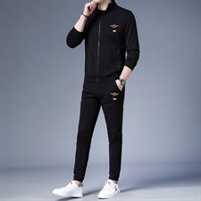 男士运动套装春秋季中年高端休闲潮流男装时尚卫衣跑步服三件套男，男装休闲套装，电商B212（原钱塘6029）