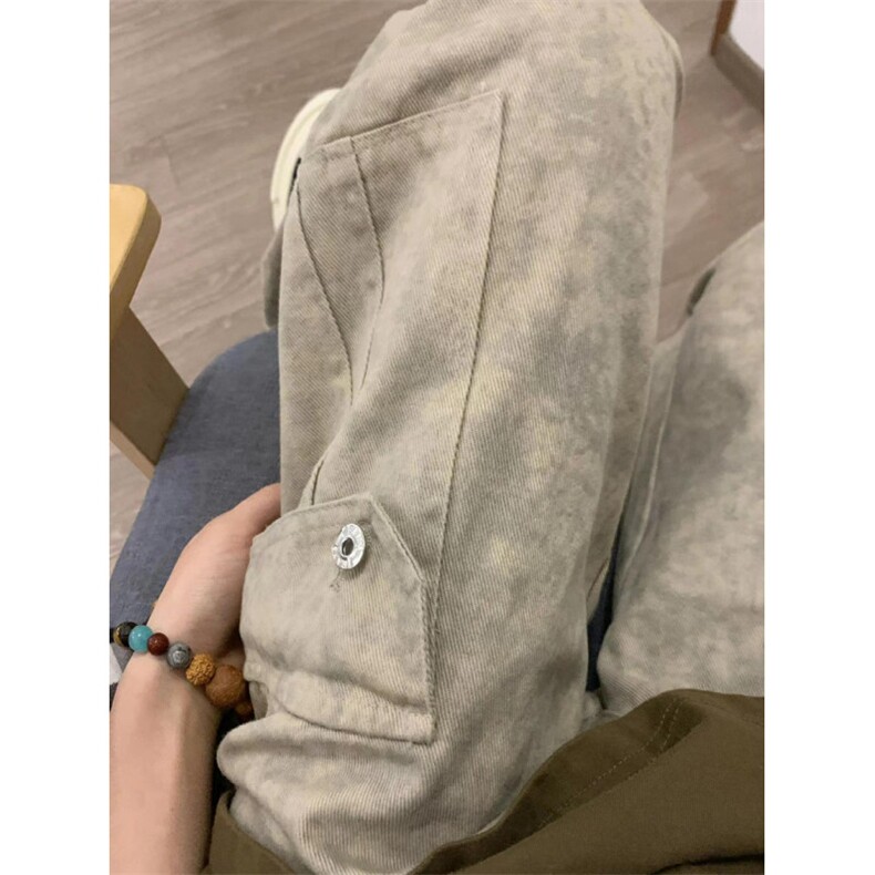 【有货的】杏色扎染工装裤男女美式复古大口袋裤子G810WW-特P58,男装工装外套,星座1007（原301D）