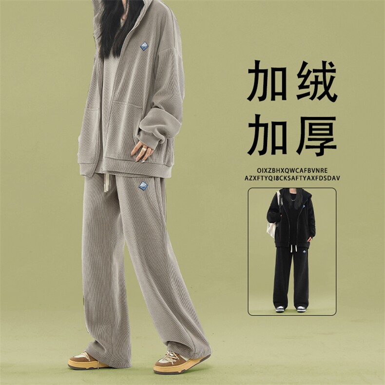 秋冬季加绒新款连帽外套卫衣束脚裤套装SJT862特批176加绒特批206图片