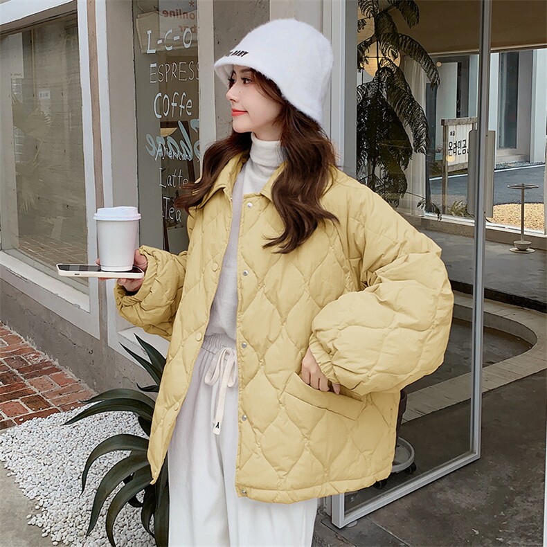 粉色菱格羽绒服冬季女2024新款韩系小个子超好看短款白鸭绒外套潮,女装羽绒服,浙宝305