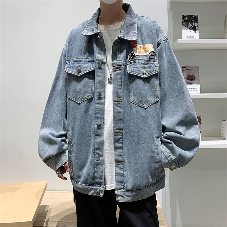 A848-P52潮牌街头宽松情侣夹克衫美式复古嘻哈牛仔工装外套男,男装夹克,星座512-6