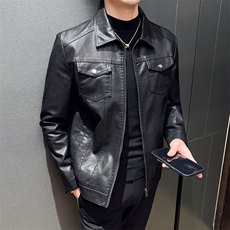 秋冬社会小伙PU翻领男士机车皮衣帅气外套LE901-常规P85加绒P93，男装皮衣，星座1105-3