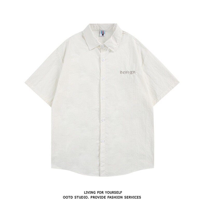 夏季新款速干短袖刺绣衬衫潮流港风宽松百搭男半袖CS285-P35,男装T恤,星座301C-5