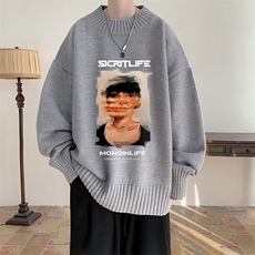 半高领毛衣男士大码针织衫男毛线衣男M18213-P45加绒款-P65，男装针织衫/毛衣，电商A040