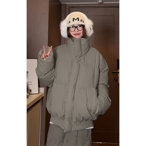 clean短款休闲中性立领PU皮棉服男女潮牌大码棉袄M2909特P90控158图片