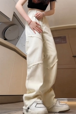 特批P48无差价2024春夏修身毛边微喇美式男女高街牛仔裤K013，男装牛仔裤，星座1013-6