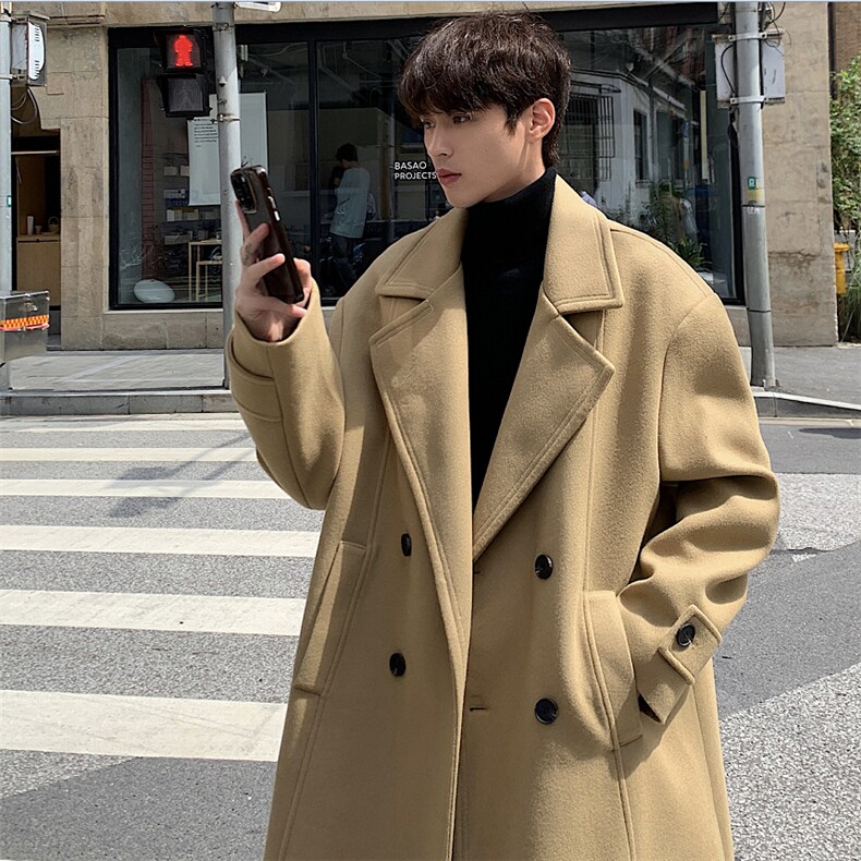 冬季男士毛呢大衣中长款宽松风衣外套23006P125，男装风衣，电商A430（原星座702）