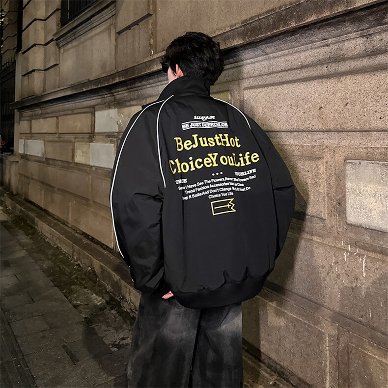 405A美式立领夹克棉衣印花反光条设计棉服MY25810-特批90控168，男装夹克，星座405A