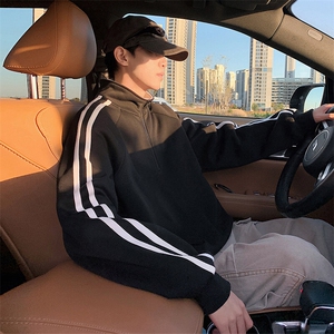 G008P45加绒50美式半高领外套oversize立领半拉链卫衣加绒加厚图片