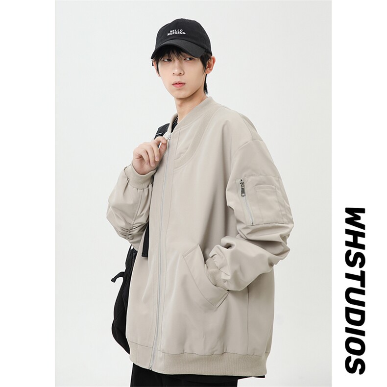 春季新款港风美式拉链设计感立领棒球服夹克 XZ213-JK03-P68控98图片