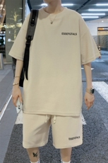 华夫格休闲时尚套装男夏季白色潮牌两件套青少年男生T恤运动短裤，男装T恤，电商B220