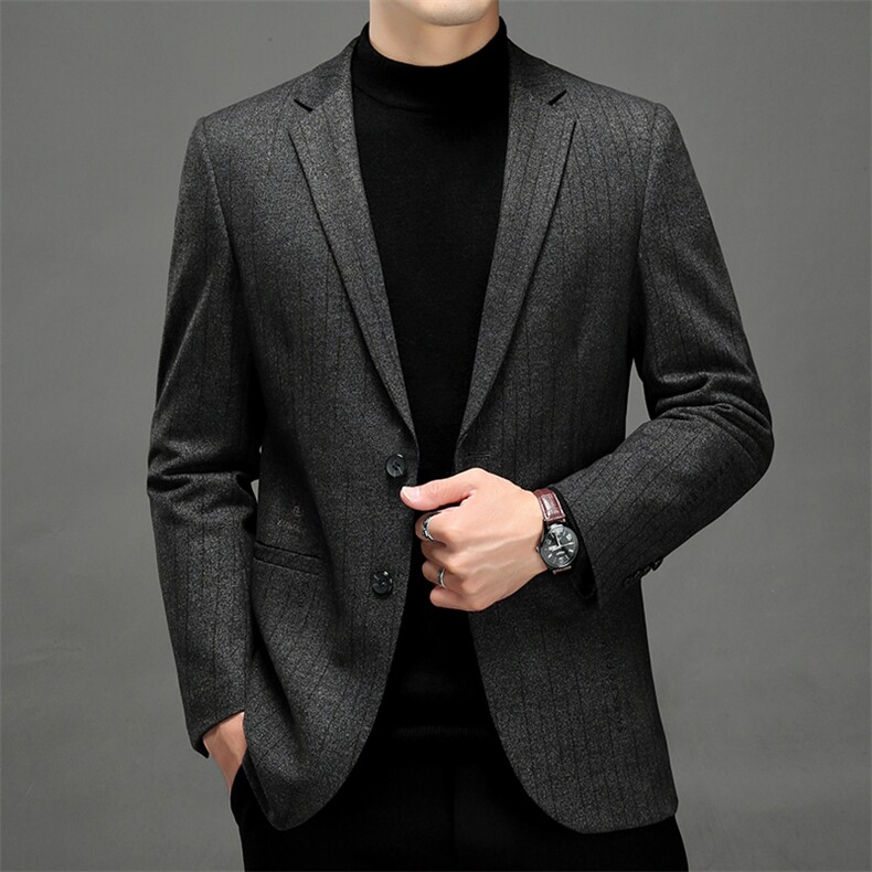 春秋新款男士宽松休闲格子西服上衣中年爸爸西装外套ZL6866-P200,男装西服,星座1105-3