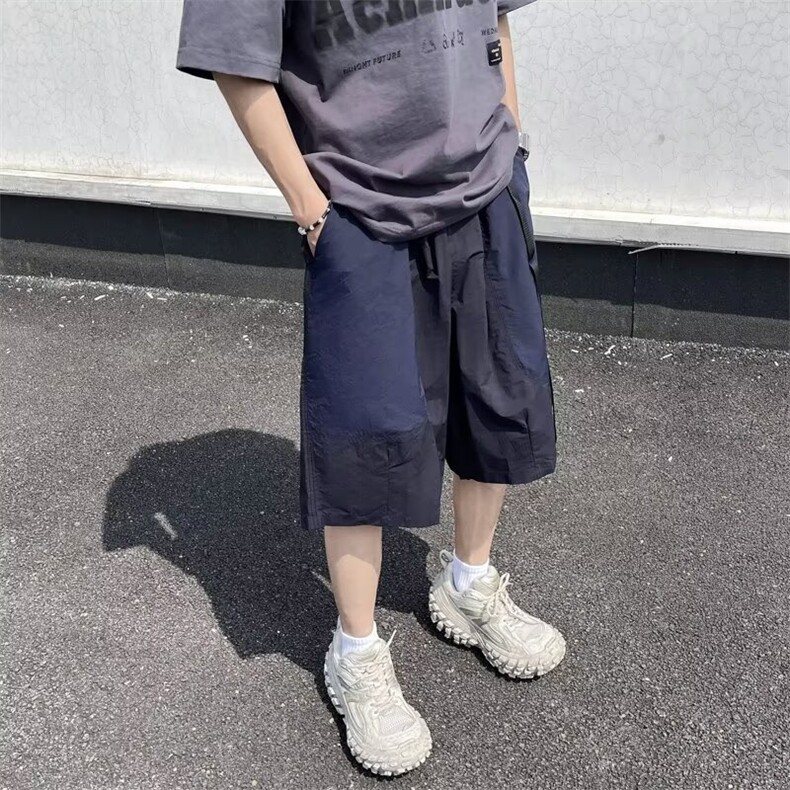 日系复古拼色工装短裤男夏季宽松防水五分裤透气运动中裤K6002,男装牛仔裤,星座1116A-1（原606A）