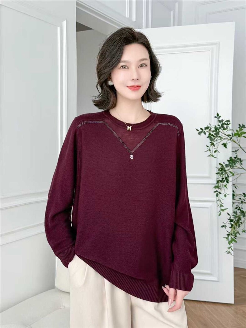 2025年秋季时尚百搭通勤简约休闲宽松长袖，女装羊毛衫，斯尔特羊绒