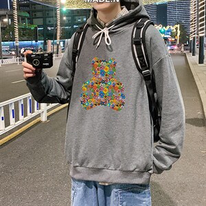 WY2222-P35  纯棉连帽卫衣男大码运动帽衫宽松薄外套男图片