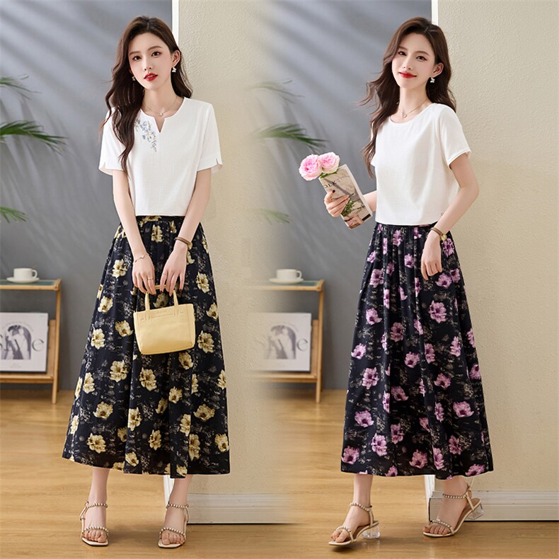 韩系时尚半裙2026夏季新品减龄休闲百搭松紧腰碎花半身裙女1542，女装半身裙，倪叶myz