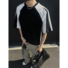 抖音得物二开品质240克宽松纯棉美式潮牌高街痞帅短袖T恤YQ41，男装T恤，电商A486-1